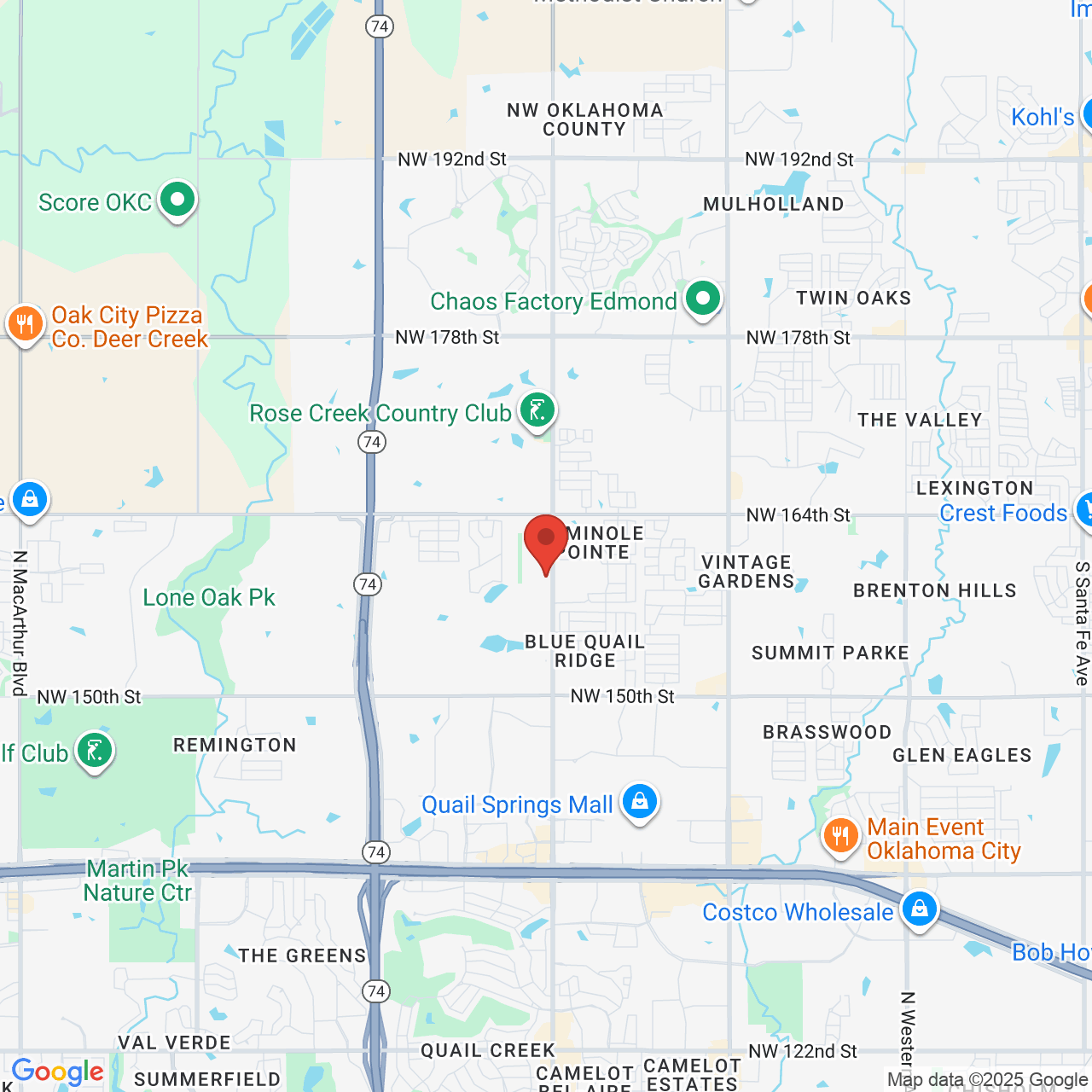 Google map image of our location in 16145 N. May Avenue Edmond, OK